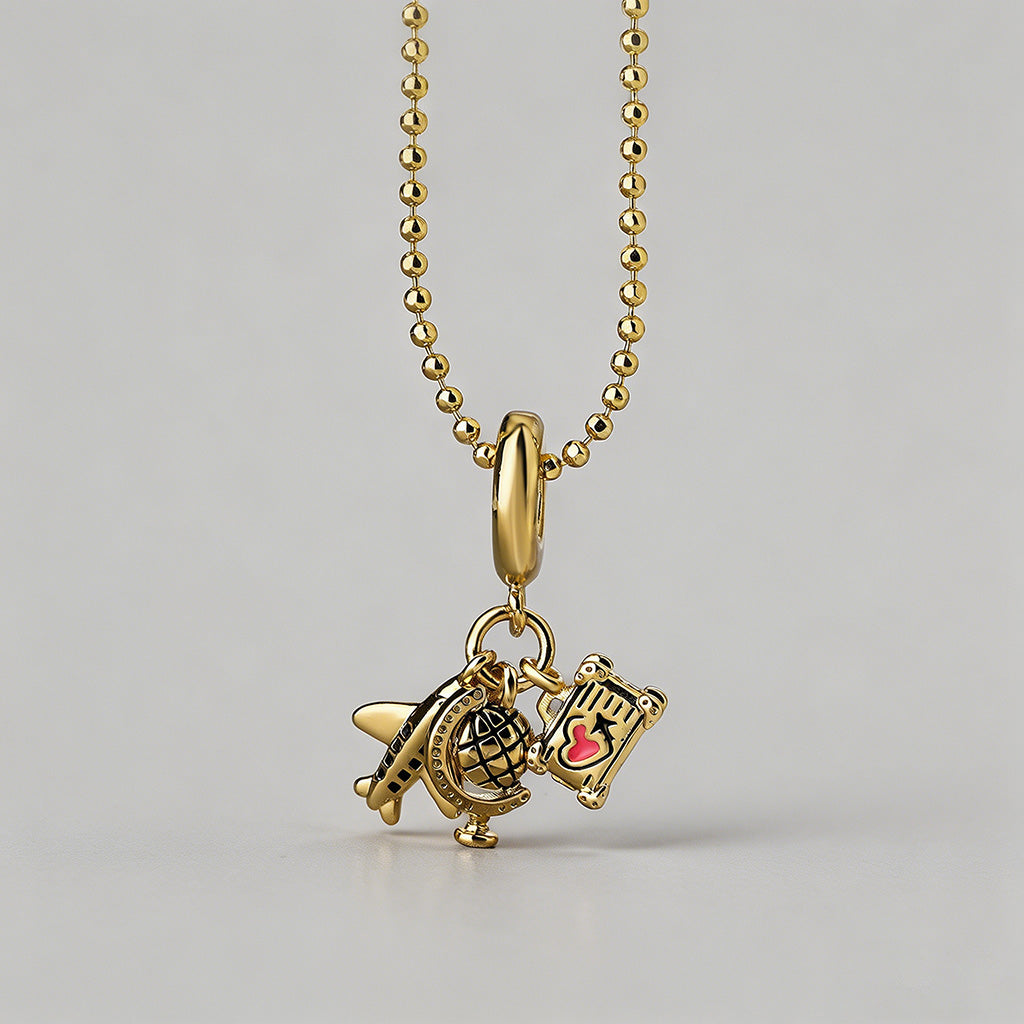 Whimsical Travel Charm Pendant Necklace