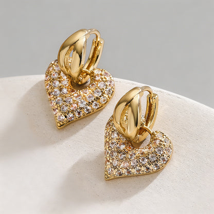 Pave CZ Heart Huggie Hoop Earr - Shopdayla Wholesale - #1218
