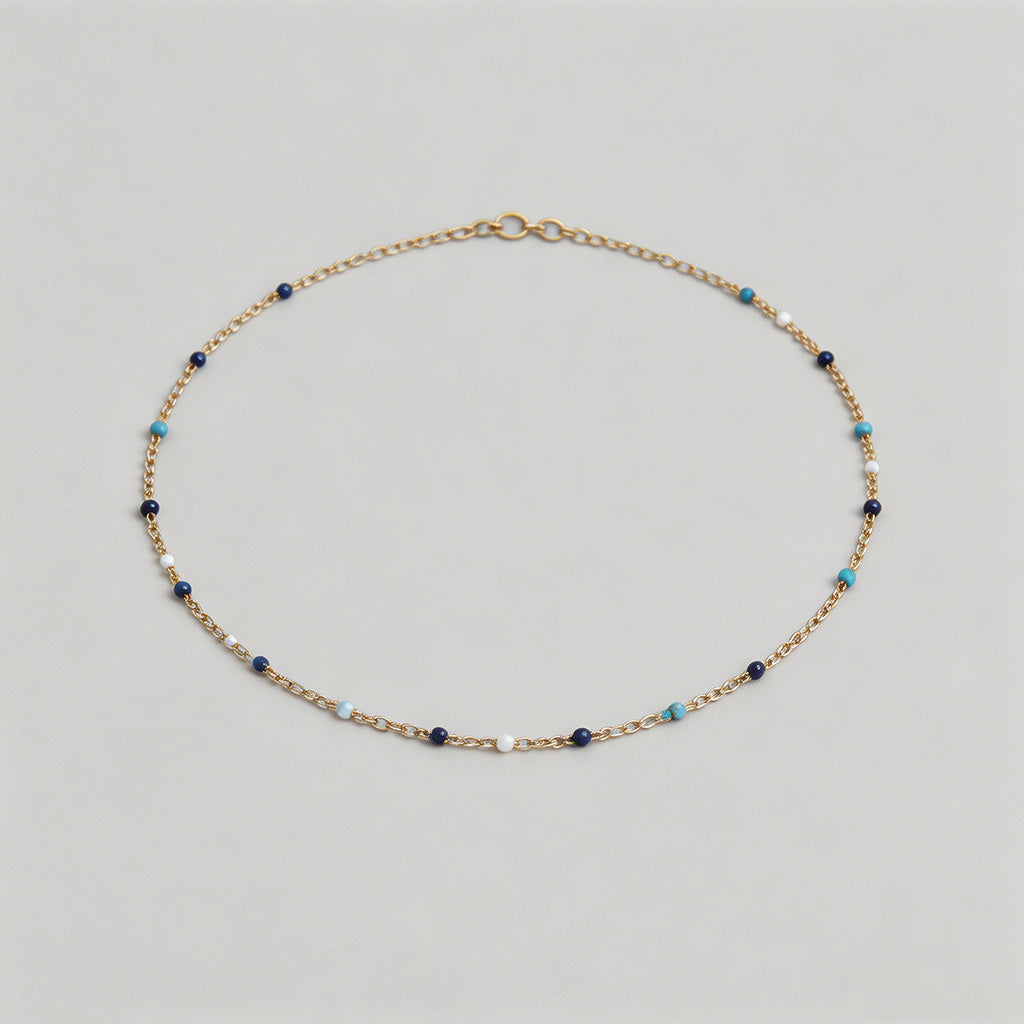 Beaded Gold Chain Choker Necklace