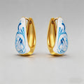 Blue Marbled Enamel 18K Gold P - Shopdayla Wholesale - #0802