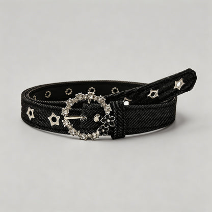 Denim Rhinestone Buckle Hole-F - Shopdayla Wholesale - #7842