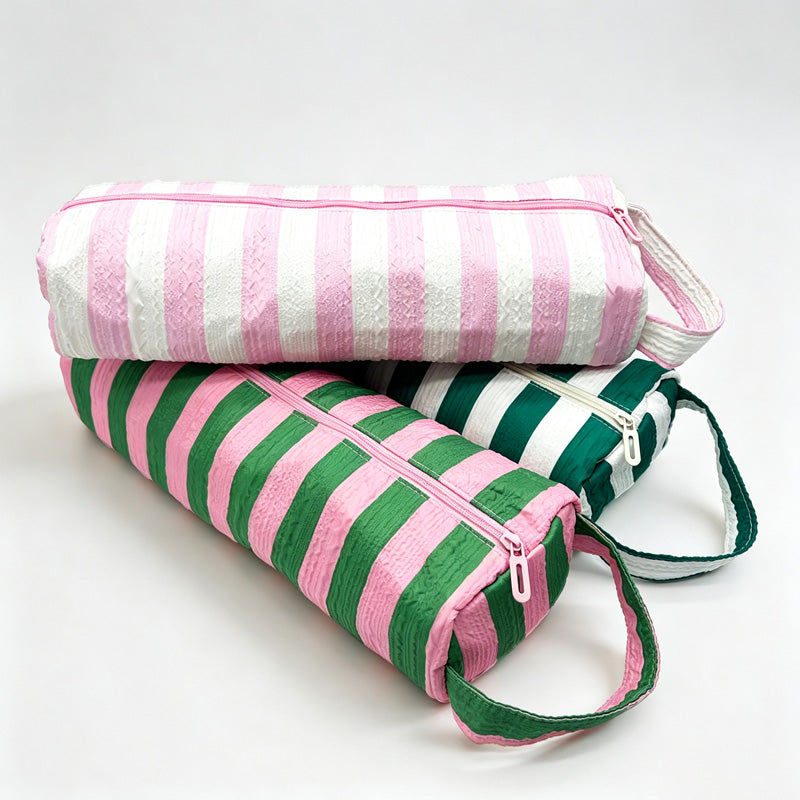 Striped Cylindrical Storage Pouch
