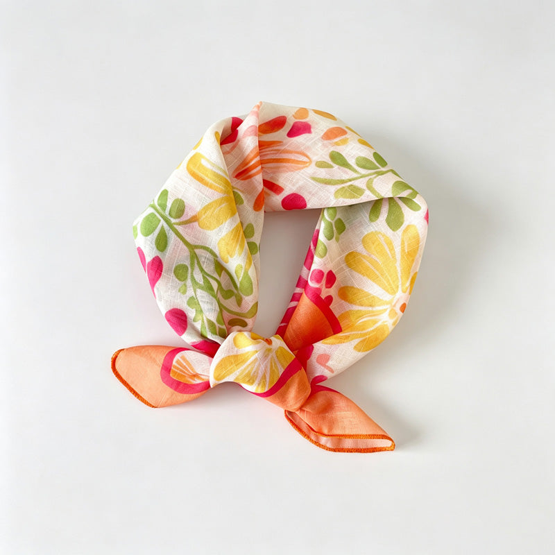 Square Print Floral Neck Head Bandana