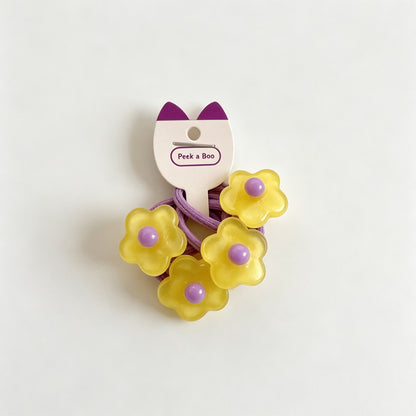 Matte Floral Accent Elastic Hair Ties