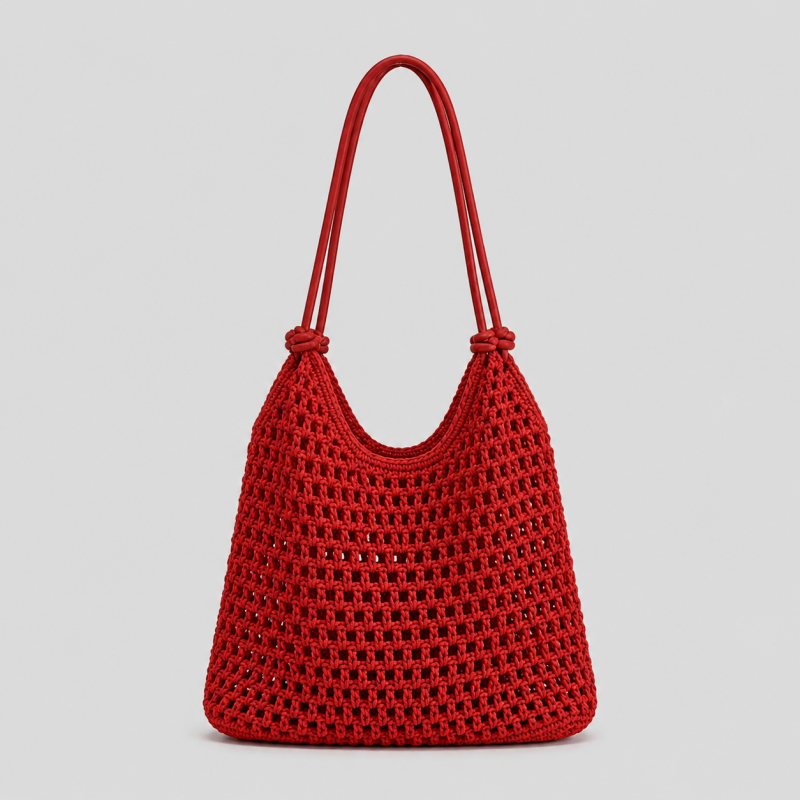 Open Stitch Shoulder Tote Bag