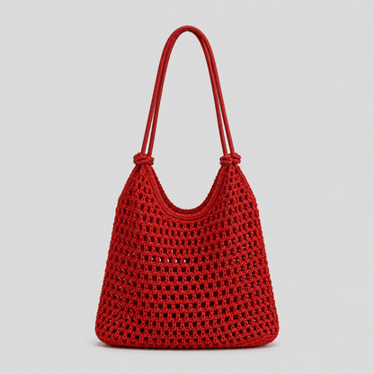 Open Stitch Shoulder Tote Bag
