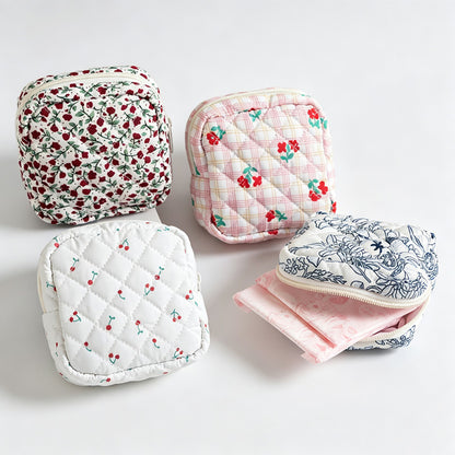 Floral Quilted Square Storage Pouch