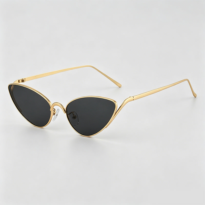 Retro Slim Metal Frame Cat Eye Trendy Sunglasses