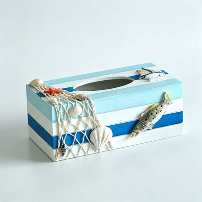 Ocean Themed Wooden Tissue Box