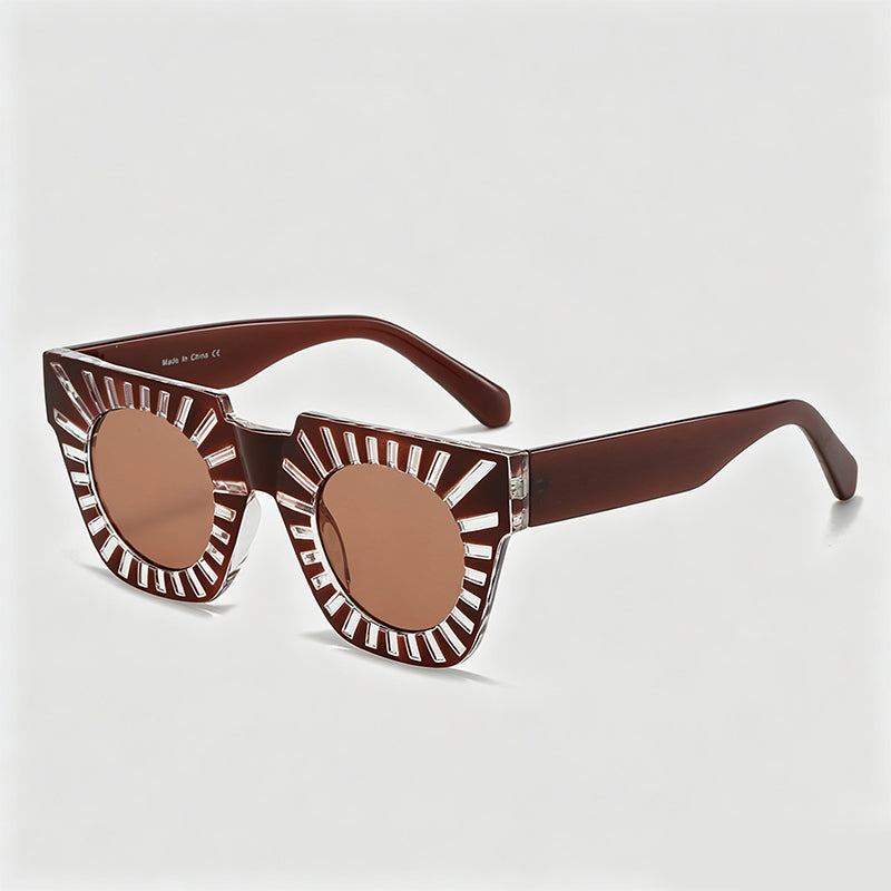 Sunburst Cutout Square PC Fashion Sunglasses
