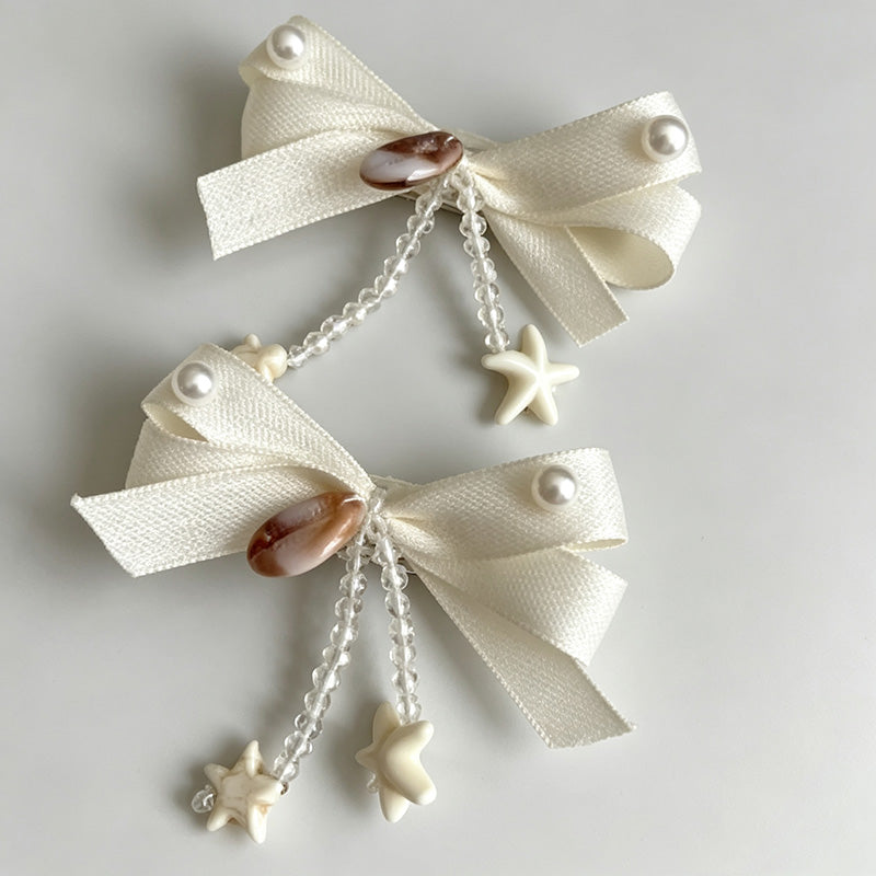 Star Pearl Bow Tassel Hair Clips Set