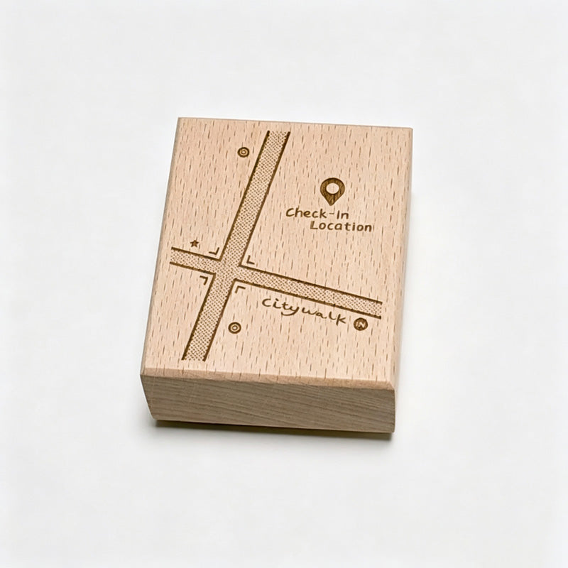 Map Pattern Beech Wood Stamp