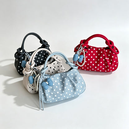 Polka Dot Handbag Crossbody Bag with Charm
