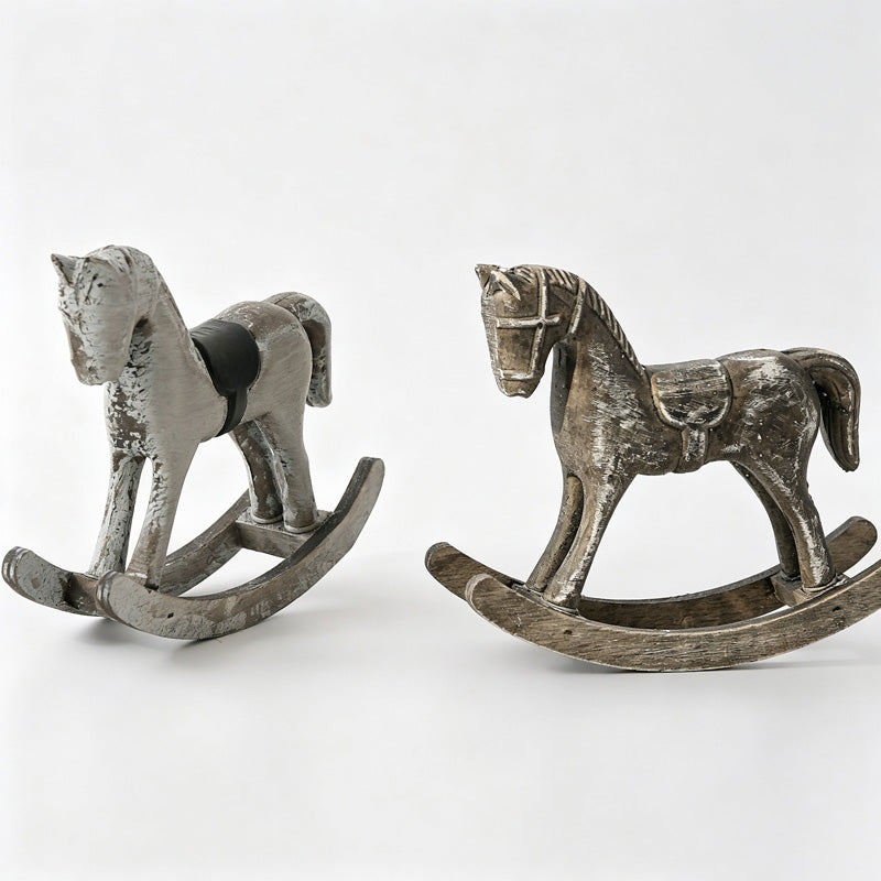 Wooden Rocking Horse Tabletop Figurine