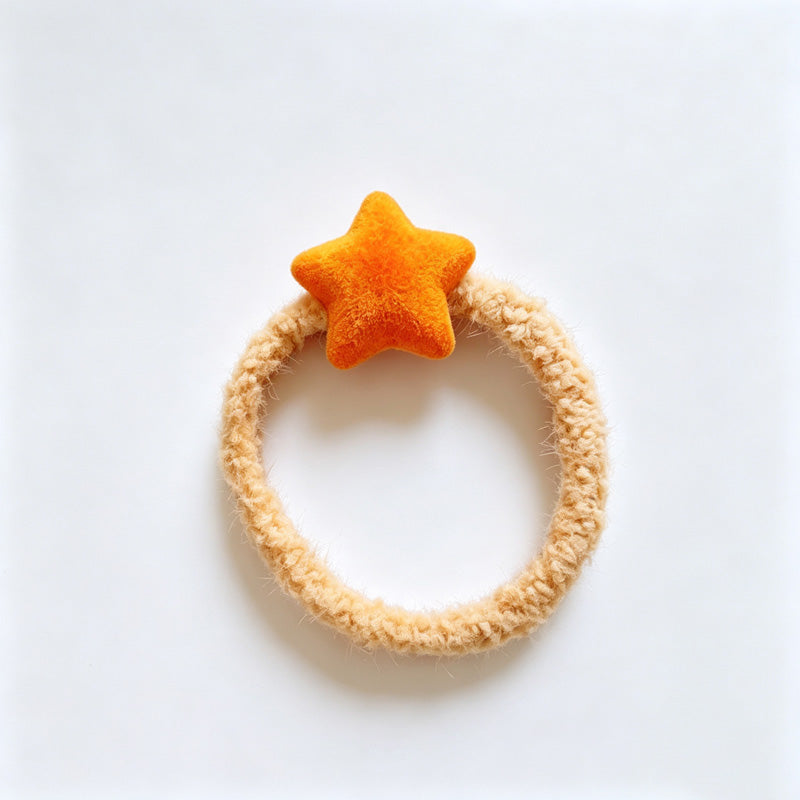 Fuzzy Star Elastic Hair Ties