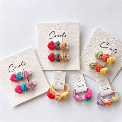 Fabric Heart Shape Hair Clips Ties