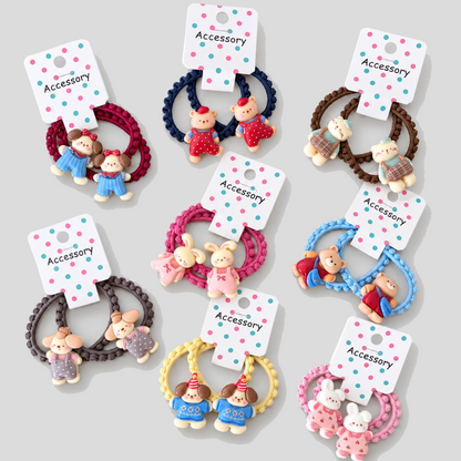 Lace Trim Dog Shape Hair Ties