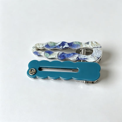 Wavy Edge Alligator Hair Clip 2‑Piece Set