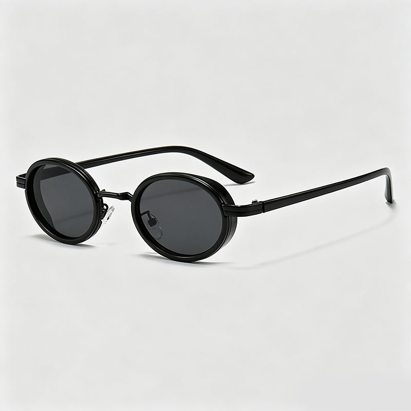 Retro Steam Punk Oval Small Frame Metal Sunglasses