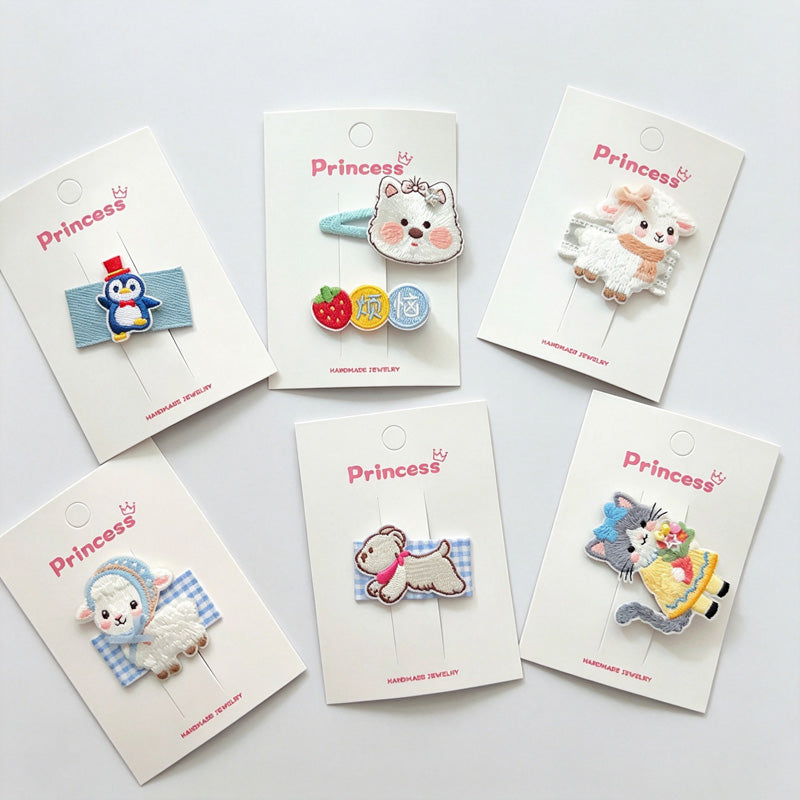 Embroidered Animal Hair Clips