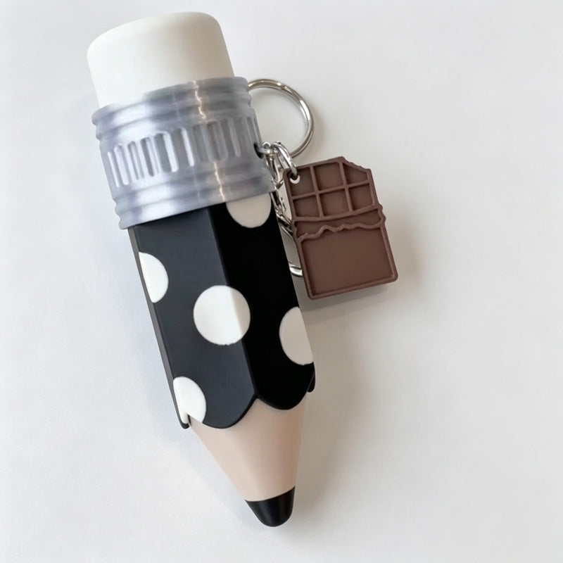 Polka Dots Pencil Shape Keychain