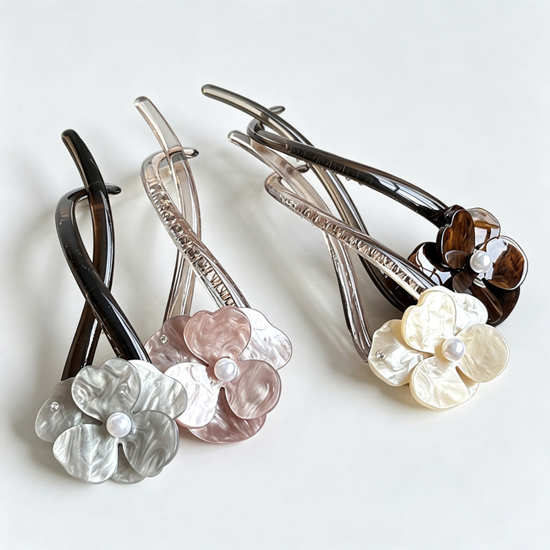 Acrylic Camellia Twist Hair Clip