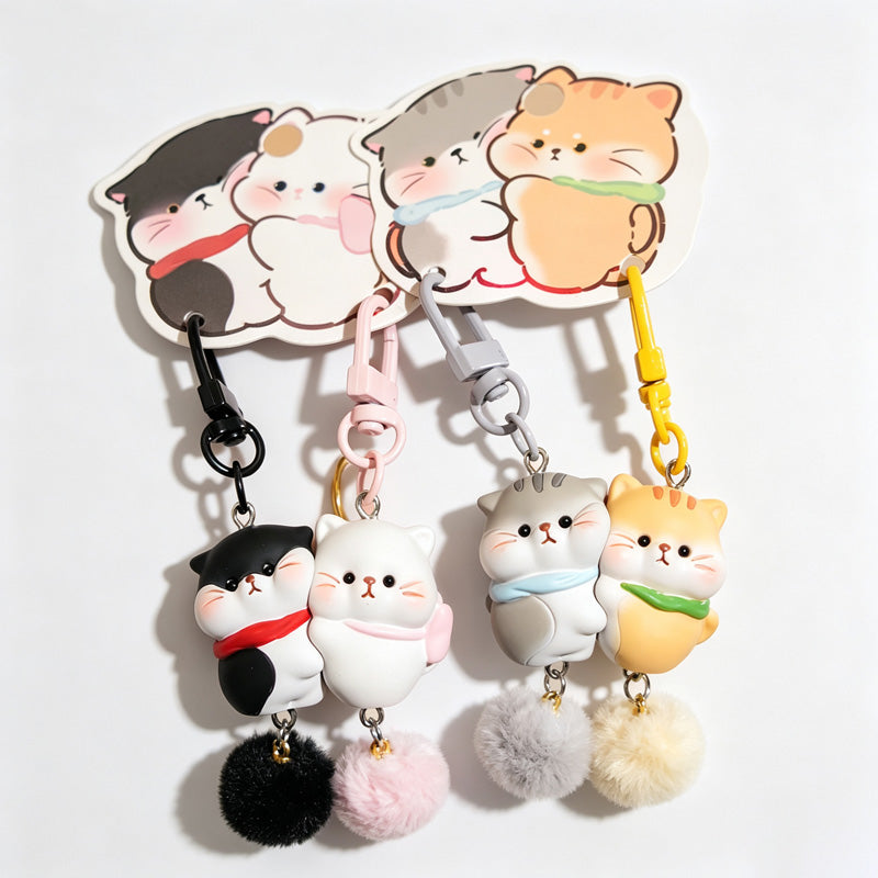 Resin Magnetic Cat Pair Keychain Set