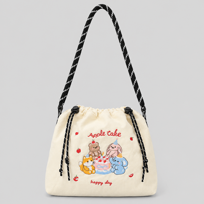 Nylon Print Drawstring Crossbody Bag