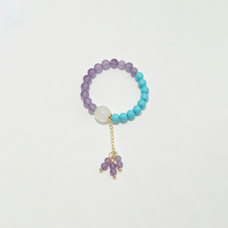 Synthetic Amethyst Stretch Beaded Ring
