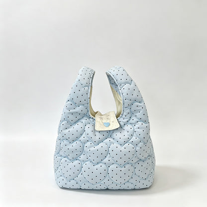 Heart Quilted Dot Print Mini Handbag