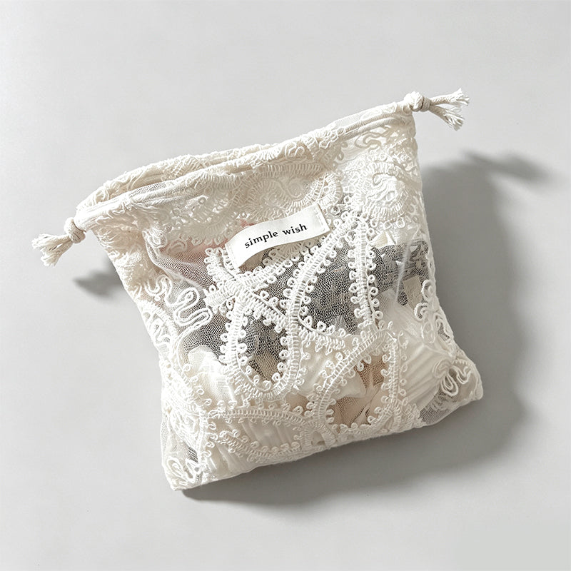 Retro-style Cotton Lace Embroidery Drawstring Storage Pouch
