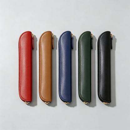 Solid Color Leather Pencil Case
