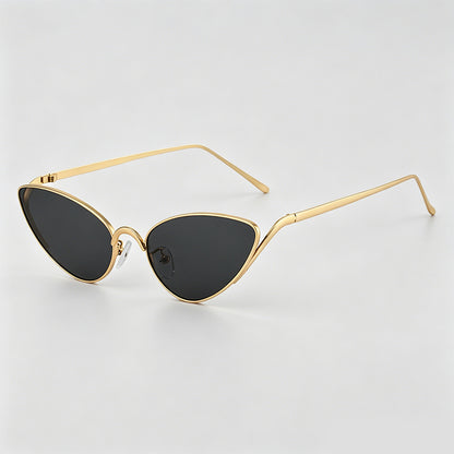 Retro Slim Metal Frame Cat Eye Trendy Sunglasses