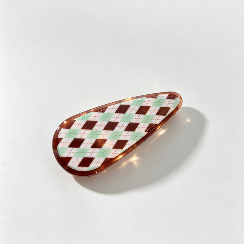 Argyle Print Fan Shape Hair Claw