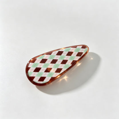 Argyle Print Fan Shape Hair Claw