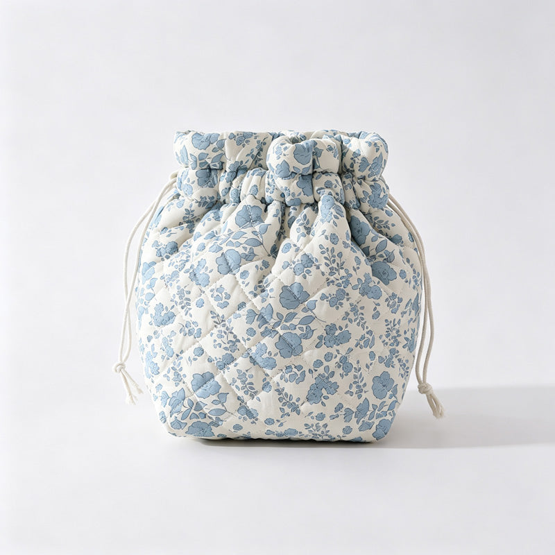 Floral Print Drawstring Storage Pouch
