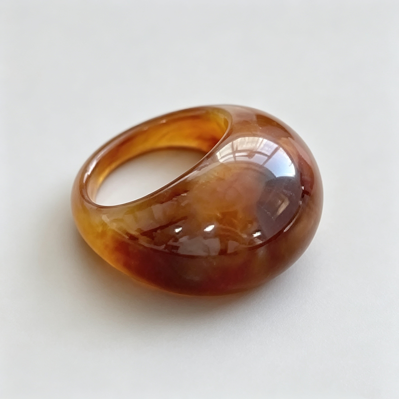 Amber Resin Heart Shape Ring