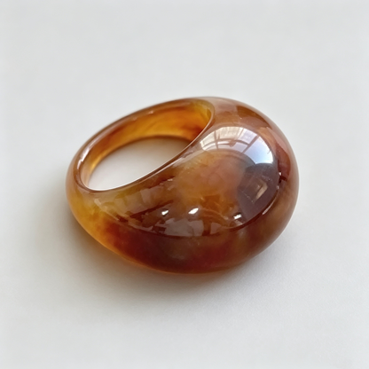 Amber Resin Heart Shape Ring