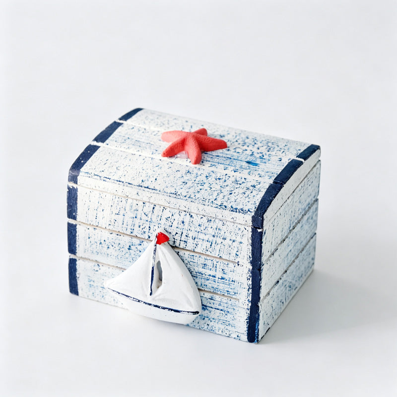 Wooden Ocean Themed Desktop Storage Box
