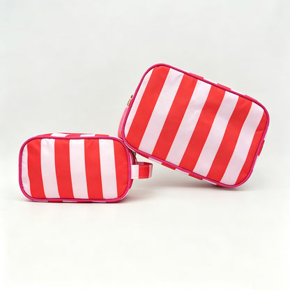 Striped Zipper Travel Cosmetic Pouch