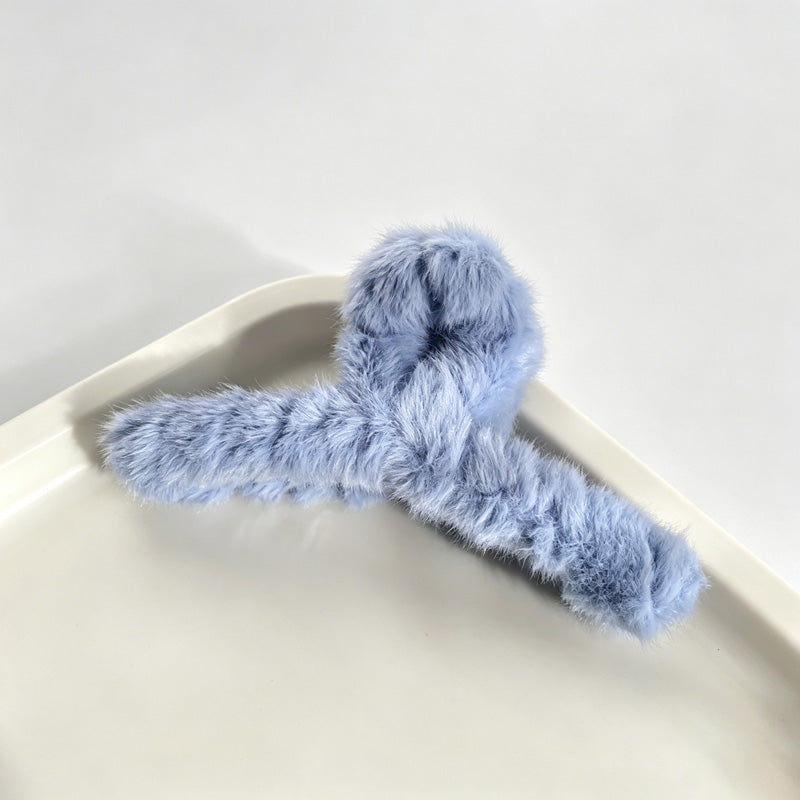 Fuzzy Bow Claw Clip
