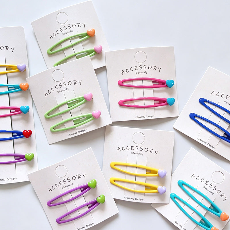 Bright Color Heart BB Snap Hair Clips