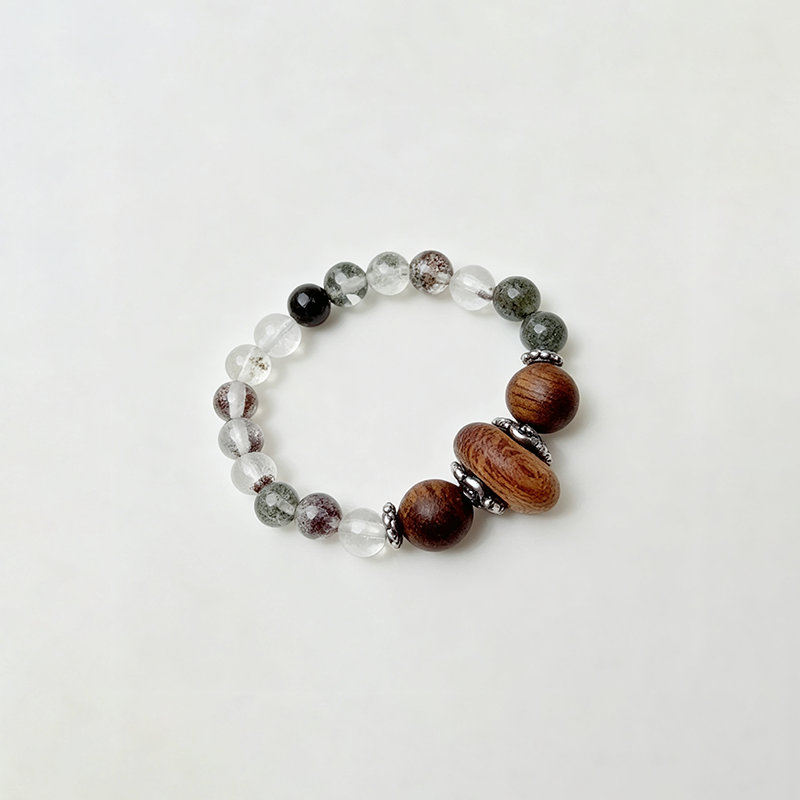 Wooden Clear Stretch Beaded Ring