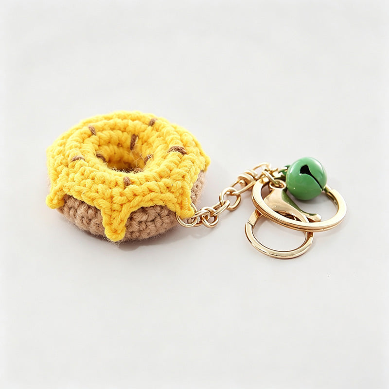 Crochet Donut Bag Charm Keychain