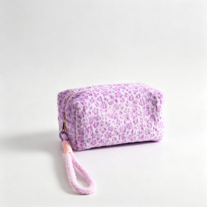 Leopard Fleece Cosmetic Pouch