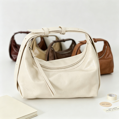 Solid Color Shoulder Handle Bag