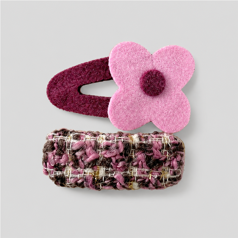 Purple Patchwork Hair Clip Set