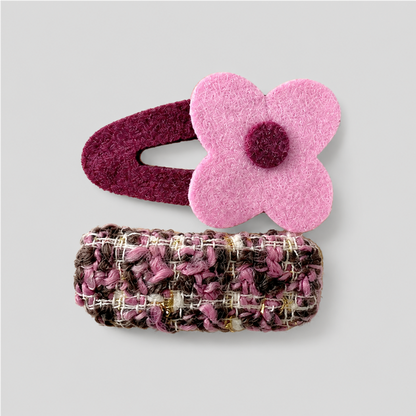 Purple Patchwork Hair Clip Set