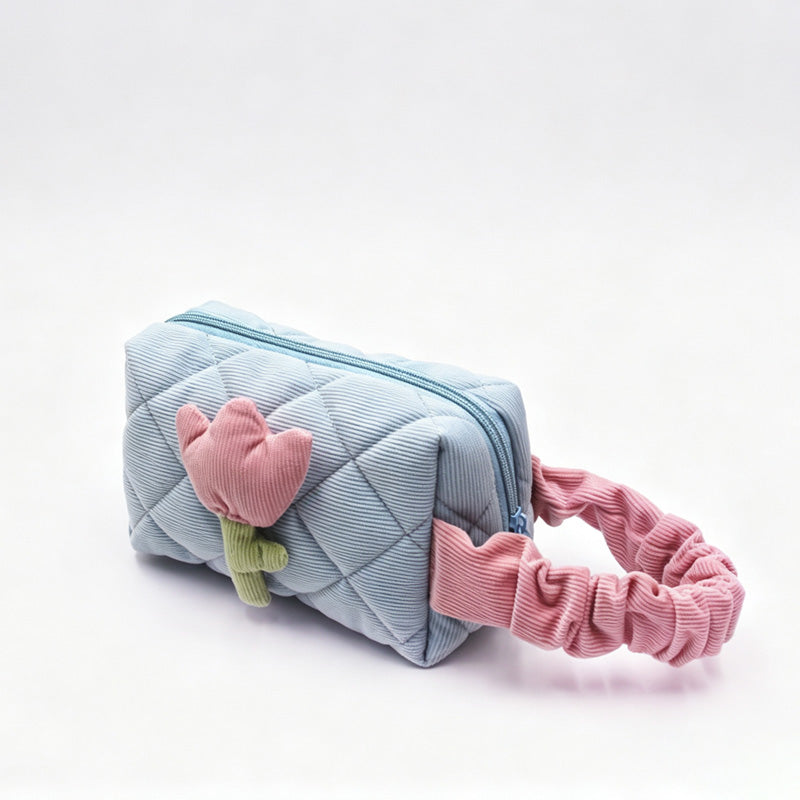 Corduroy Quilted Cosmetic Bag