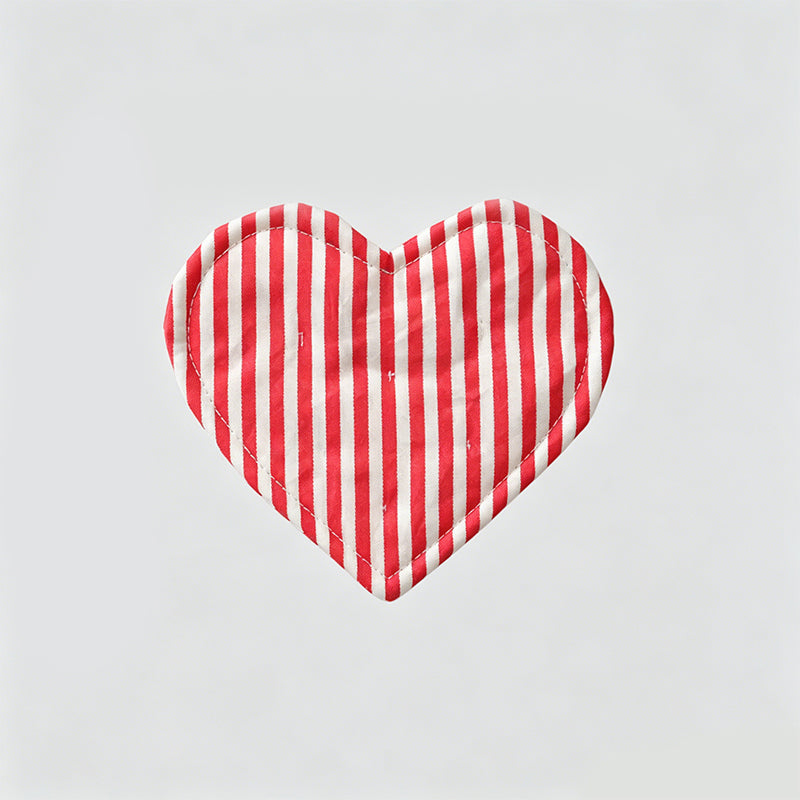Heart Shaped Check & Dot Padded Fabric Coaster